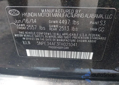 2015 Hyundai Sonata Limited z USA, uszkodzony, nr VIN 5NPE34AF3FH021041